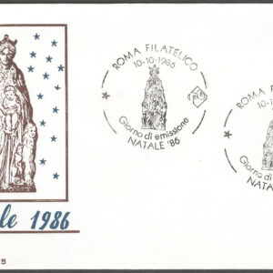 Italien – FDC 1986-10-10 – Jul 1986 – Konst – Madonna med Barn, märke kpl