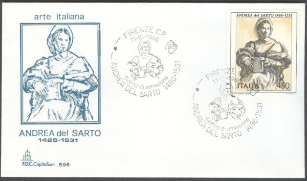 Italien - FDC 1986-11-10 - Italiensk konst av bla F Casorati, serie 2 kpl