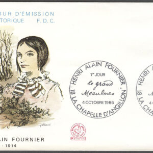 Frankrike – FDC 1986-10-04 – H Alain-Fournier 100 år – Författare, märke kpl