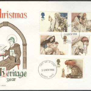 England – FDC 1984-11-02 – Jul 1984 – Konst bla Maria med Barn, serie 5 kpl