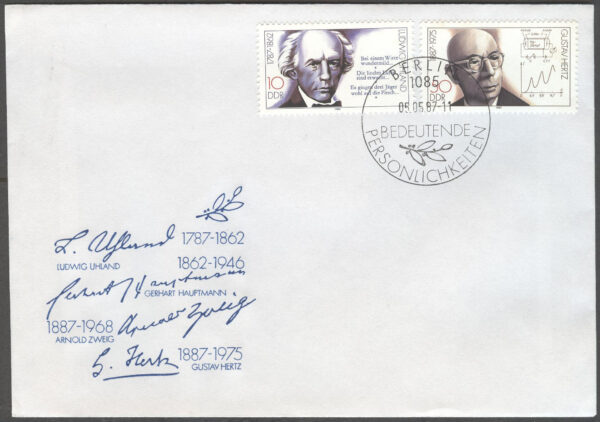 DDR - FDC 1987-05-05 - Personligheter bla Walter Vesper, serie 4 kpl