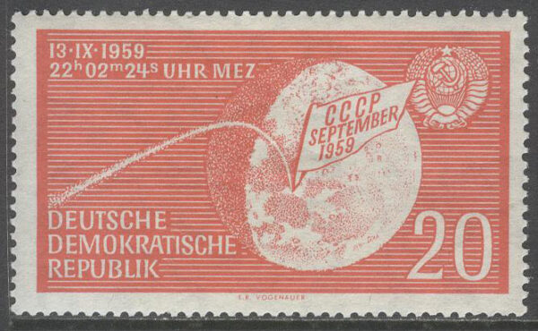DDR - M  721 Sovjets Lunik 2´s månlandning 1959, 1 kpl **