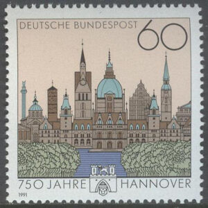 Tyskland – M 1491 Staden Hannover 750 år – Byggnader, märke kpl **