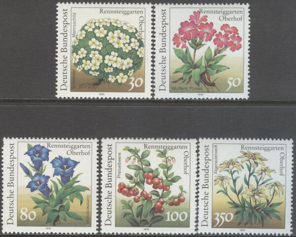 Tyskland - M 1505-1509 Blommor - Natur- & Miljöskydd, serie 5 kpl **