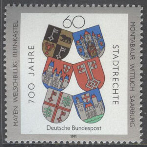 Tyskland – M 1528 Stadsrättigheter för Mayen, Welschbillig, Bernkastel, Montabaur, Wittlich och Saarburg 750 år, 1 kpl **