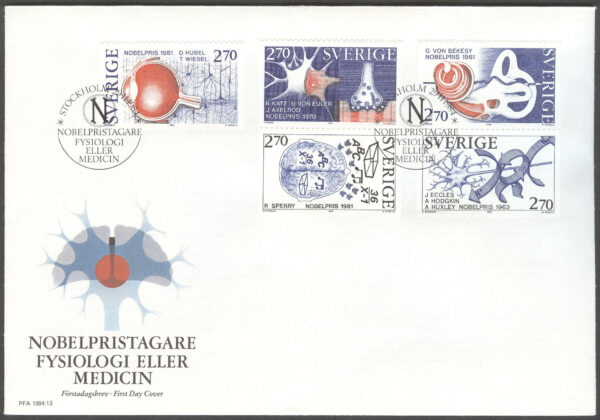 Sverige - FDC 1984-11-29 - Nobelpristagare, 5 kpl Vinjett 1