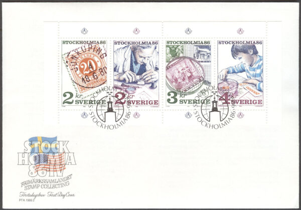 Sverige - FDC 1986-01-23 - Stockholmia 86 IV, HBL kpl Vinjett 1