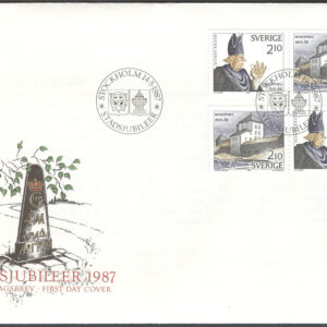 Sverige – FDC 1987-05-14 – Stadsjubiléer, 4 kpl Vinjett 1
