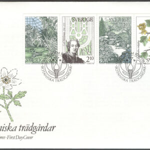 Sverige – FDC 1987-10-10 – Botaniska trädgårdar, HBL kpl Vinjett 1