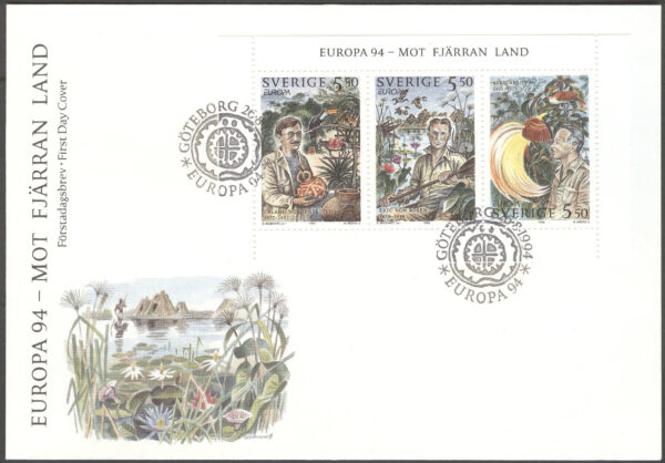 Sverige - FDC 1994-08-26 - Europa CEPT 1994 Fjärran land, serie 3 kpl Vinjett 1