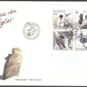 Sverige – FDC 1994-10-01 – Skydda våra fåglar, 4 kpl Vinjett 1