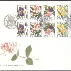 Sverige – FDC 1997-05-09 – Trädgårsblommor, serie 10 kpl Vinjett 1