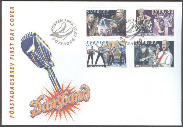 Sverige - FDC 1999-10-02 - Dansband, serie 4 kpl Vinjett 1