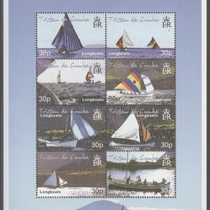 Tristan da Cunha – M  716-723 Båtar – Segelbåtar, Miniark kpl **