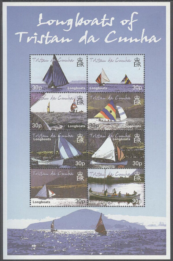 Tristan da Cunha - M  716-723 Båtar - Segelbåtar, Miniark kpl **