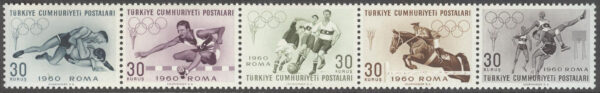 Turkiet - M 1769-1773 OS i Rom 1960 bla Hästhopp, 5-strip kpl **