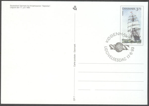 Danmark - Postkort 1993-06-17 - Segelfartyg - Skolfartyg, Postkort