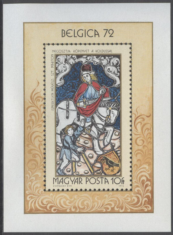Ungern - M BL  90 A Frimärksutställningen BELGICA 72, glaskonst. Block **