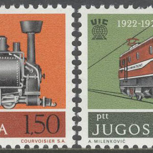 Jugoslavien – M 1469-1470 Internationella Järnvägsförbundet 50 år, 2 kpl **