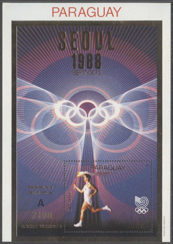Paraguay - M BL 449 a OS i Seoul 1988 Fackellöpare, Block **