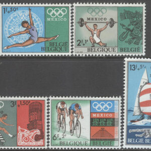 Belgien – M 1513-1517 OS i Mexiko 1968 bl.a. cykel, segling, 5 kpl **