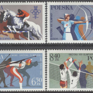 Polen – M 2674-2677 OS i Lake Placid & Moskva 1980, 4 kpl **