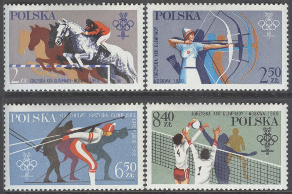 Polen - M 2674-2677 OS i Lake Placid & Moskva 1980, 4 kpl **
