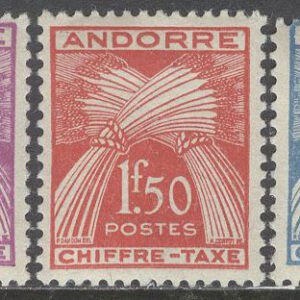 Andorra Fr – M P   21-22, 25-26, 29 Vetekärvar – Portomärken, serie 5 olika **