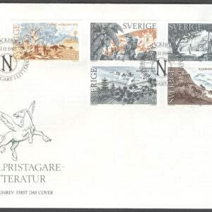 Sverige – FDC 1985-11-21 – Nobelpristagare – Litteratur, Delat Block kpl Vinjett 1