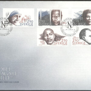 Sverige – FDC 1986-11-25 – Nobelpristagare – Fred, 5 kpl Vinjett 1