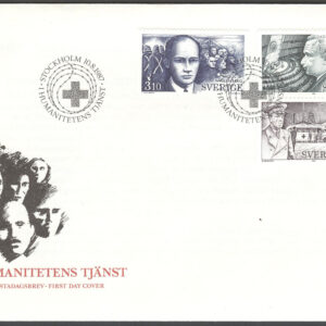 Sverige – FDC 1987-08-10 – I humanitetens tjänst, 3 kpl Vinjett 1