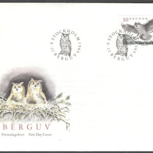 Sverige – FDC 1989-08-22 – Berguv, märke kpl Vinjett 1