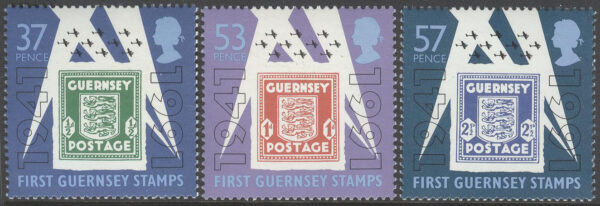 Guernsey - M  513-515 Frimärken under tysk besittning 50 år, 3 kpl **