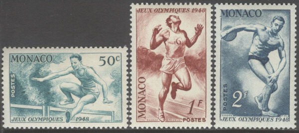 Monaco - M  339-341 OS i London 1948 Friidrott, serie 3 olika **