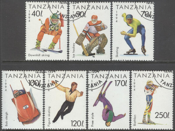 Tanzania - M 1705-1711 OS i Lillehammer 1994 Skidskytte & Ishockey, 7 kpl