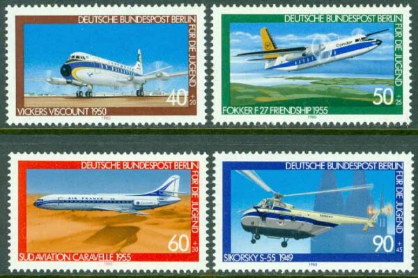 Berlin - M  617-620 Luftfart, flygplan, helikopter, 4 kpl **