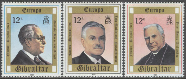 Gibraltar - M  405-407 Europa CEPT 1980 Betydande Personer, serie 3 kpl **