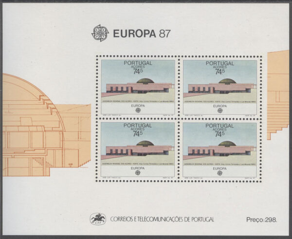 Azorerna - M BL   8 Europa CEPT 1987 Arkitektur, Block **