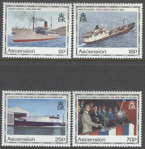 Ascension - M  535-538 Fartyg bla RMS St. Helena II, serie 4 kpl **