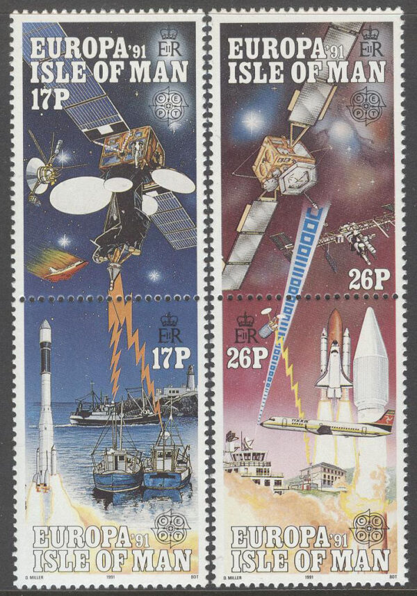 Isle of Man - M  464-467 Europa CEPT 1991 Europa i rymden, 2 st par kpl **