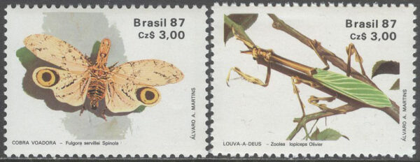 Brasilien - M 2219-2220 Entomologiska sällskapet 50 år, insekter 2 kpl **
