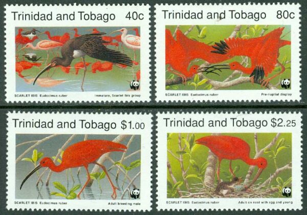 Trinidad & Tobago - M  596-599 WWF Naturskydd. Röd ibis  4 kpl **