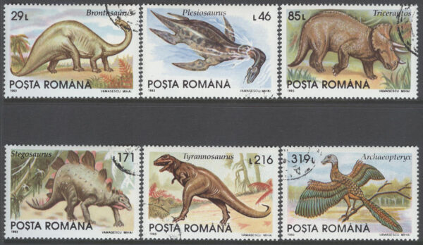 Rumänien - M 4911-4916 Förhistoriska djur, 6 kpl stpl