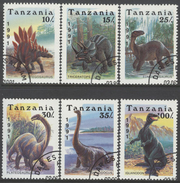 Tanzania - M  854-859 Förhistoriska Djur bla Diplodocus, 6 ol stpl