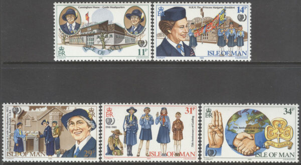 Isle of Man - M  272-276 Kvinnlig scouting 75 år, 5 kpl **