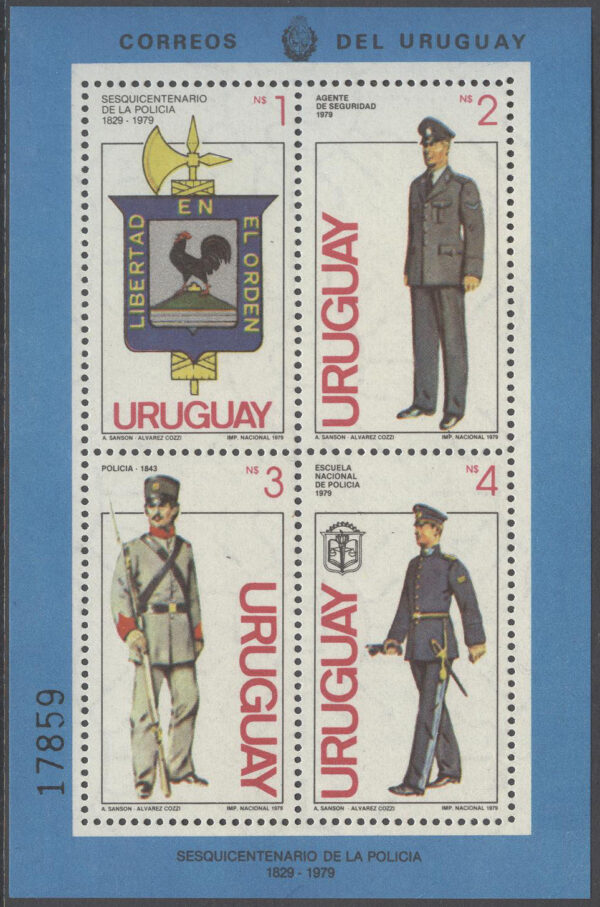 Uruguay - M BL  46 Polisen 150 år - Uniformer, Block **