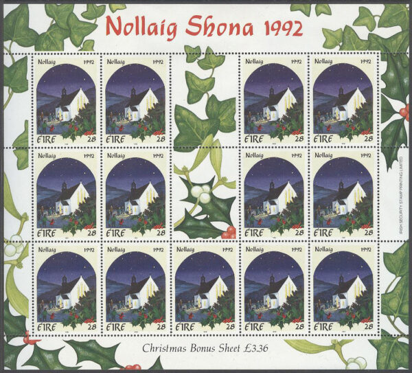 Irland - M  811 + Zf Jul 1992 - Irländsk kyrka, Miniark kpl **