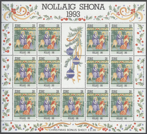 Irland - M  839 + Zf Jul 1993 - Flykten genom Egypten, Miniark kpl **