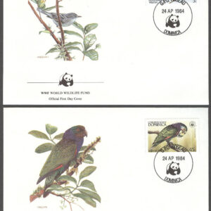 Dominica – FDC 1984-04-24 – Fåglar bla Papegojor – Naturskydd – WWF, 4 kpl