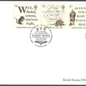 England – FDC 1996-01-25 – Robert Burns död i 200 år – Diktare, serie 4 kpl